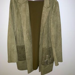 Green Faux Suede Cardigan